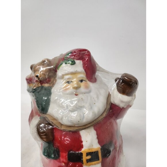 Vintage Holiday Time Santa Claus Carrying Presents Ceramic Christmas Cookie Jar - Picture 2 of 10